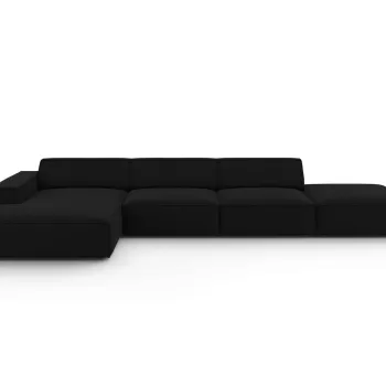 Coltar dreapta 5 locuri, Jodie, Micadoni Home, BL, fara cotiera, 341x166x70 cm, catifea, negru imagine