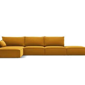 Coltar dreapta 5 locuri, Kaelle, Micadoni Home, BL, fara cotiera, 364x171x85 cm, catifea, galben imagine