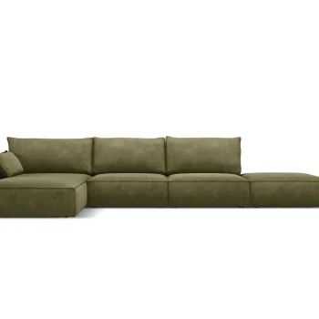 Coltar dreapta 5 locuri, Kaelle, Micadoni Home, BL, fara cotiera, 364x171x85 cm, poliester chenille, verde imagine