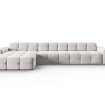 Coltar dreapta 5 locuri, Kendal, Micadoni Home, BL, 357x173x79 cm, catifea, gri deschis imagine