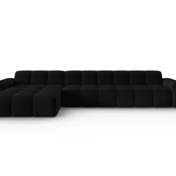 Coltar dreapta 5 locuri, Kendal, Micadoni Home, BL, 357x173x79 cm, catifea, negru imagine