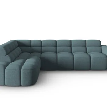 Coltar dreapta 5 locuri, Lisa-193, Micadoni Home, 293x234x77 cm, tesatura structurata, albastru deschis imagine