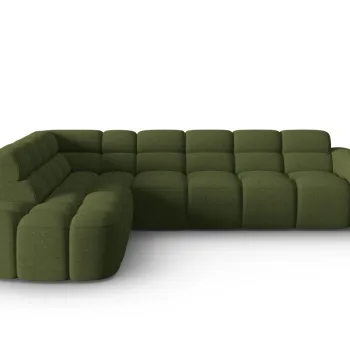 Coltar dreapta 5 locuri, Lisa-193, Micadoni Home, 293x234x77 cm, tesatura structurata, verde melange imagine