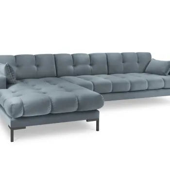 Coltar dreapta 5 locuri, Mamaia, Micadoni Home, BL, 293x185x75 cm, catifea, albastru deschis imagine