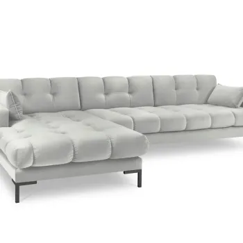 Coltar dreapta 5 locuri, Mamaia, Micadoni Home, BL, 293x185x75 cm, catifea, argintiu imagine