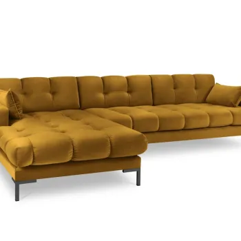 Coltar dreapta 5 locuri, Mamaia, Micadoni Home, BL, 293x185x75 cm, catifea, galben imagine