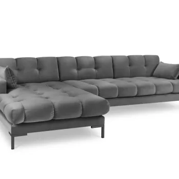 Coltar dreapta 5 locuri, Mamaia, Micadoni Home, BL, 293x185x75 cm, catifea, gri deschis imagine