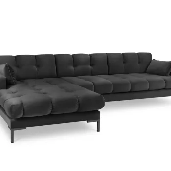 Coltar dreapta 5 locuri, Mamaia, Micadoni Home, BL, 293x185x75 cm, catifea, gri inchis imagine