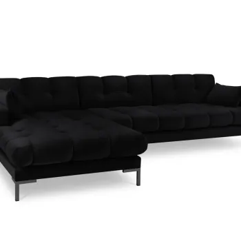 Coltar dreapta 5 locuri, Mamaia, Micadoni Home, BL, 293x185x75 cm, catifea, negru imagine