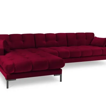 Coltar dreapta 5 locuri, Mamaia, Micadoni Home, BL, 293x185x75 cm, catifea, rosu imagine