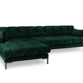 Coltar dreapta 5 locuri, Mamaia, Micadoni Home, BL, 293x185x75 cm, catifea, verde bottle imagine