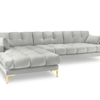 Coltar dreapta 5 locuri, Mamaia, Micadoni Home, GL, 293x185x75 cm, catifea, argintiu imagine