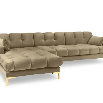 Coltar dreapta 5 locuri, Mamaia, Micadoni Home, GL, 293x185x75 cm, catifea, bej imagine