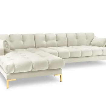 Coltar dreapta 5 locuri, Mamaia, Micadoni Home, GL, 293x185x75 cm, catifea, bej deschis imagine