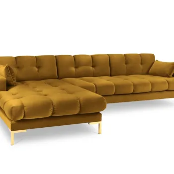 Coltar dreapta 5 locuri, Mamaia, Micadoni Home, GL, 293x185x75 cm, catifea, galben imagine