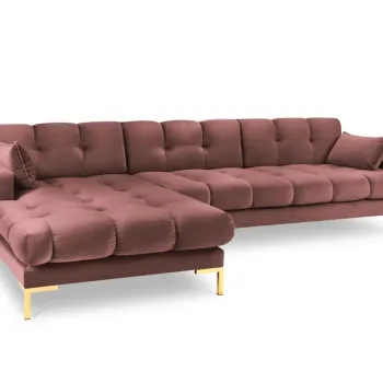 Coltar dreapta 5 locuri, Mamaia, Micadoni Home, GL, 293x185x75 cm, catifea, roz imagine