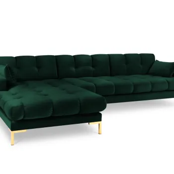 Coltar dreapta 5 locuri, Mamaia, Micadoni Home, GL, 293x185x75 cm, catifea, verde bottle imagine
