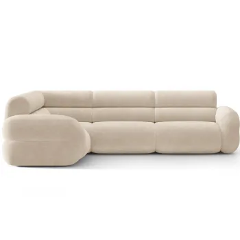 Coltar dreapta 5 locuri, Neo, Micadoni Home, 295x210x83 cm, tesatura Chenille, bej deschis imagine