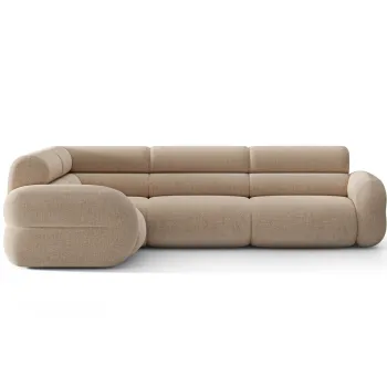 Coltar dreapta 5 locuri, Neo, Micadoni Home, 295x210x83 cm, tesatura Chenille Silencio, bej sand imagine