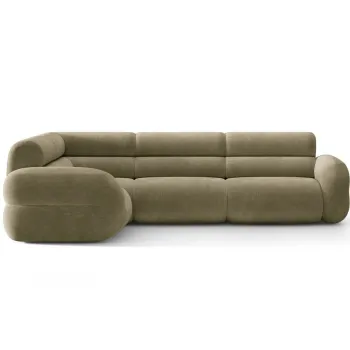 Coltar dreapta 5 locuri, Neo, Micadoni Home, 295x210x83 cm, tesatura Chenille, verde oliv deschis imagine