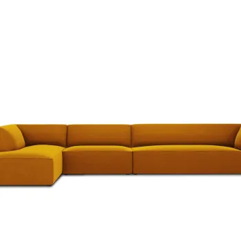 Coltar dreapta 5 locuri, Ruby, Micadoni Home, BL, 366x180x69 cm, catifea, galben imagine
