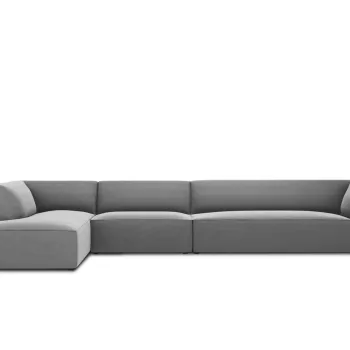 Coltar dreapta 5 locuri, Ruby, Micadoni Home, BL, 366x180x69 cm, catifea, gri imagine