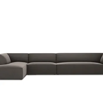 Coltar dreapta 5 locuri, Ruby, Micadoni Home, BL, 366x180x69 cm, catifea, gri inchis imagine