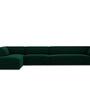 Coltar dreapta 5 locuri, Ruby, Micadoni Home, BL, 366x180x69 cm, catifea, verde bottle imagine