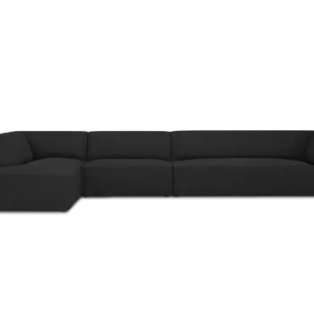 Coltar dreapta 5 locuri, Ruby, Micadoni Home, BL, 366x180x69 cm, poliester, negru imagine