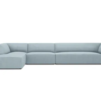 Coltar dreapta 5 locuri, Ruby, Micadoni Home, BL, 366x180x69 cm, velur, albastru deschis imagine