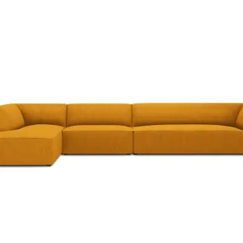 Coltar dreapta 5 locuri, Ruby, Micadoni Home, BL, 366x180x69 cm, velur, galben imagine