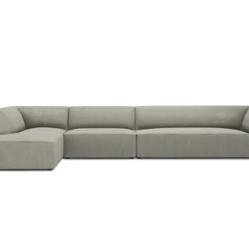 Coltar dreapta 5 locuri, Ruby, Micadoni Home, BL, 366x180x69 cm, velur, gri deschis imagine