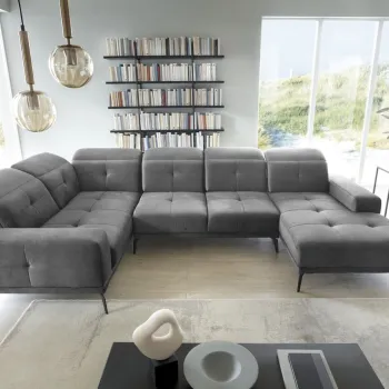 Coltar dreapta 6 locuri ELTAP, RT-03NU, Neviro, 350x201x77 cm, lemn/poliester, gri imagine