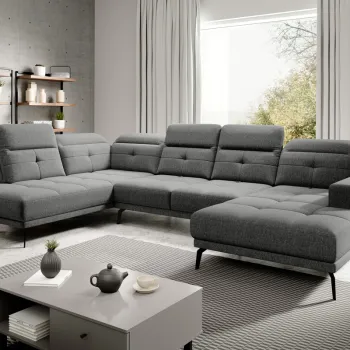 Coltar dreapta 6 locuri ELTAP, RT-04FL, Bretan, 350x205x107 cm, lemn/poliester, gri imagine