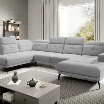 Coltar dreapta 6 locuri ELTAP, RT-04SO, Bretan, 350x205x107 cm, lemn/poliester, gri deschis imagine