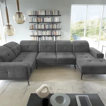 Coltar dreapta 6 locuri ELTAP, RT-06LO, Neviro, 350x201x77 cm, lemn/poliester, gri imagine