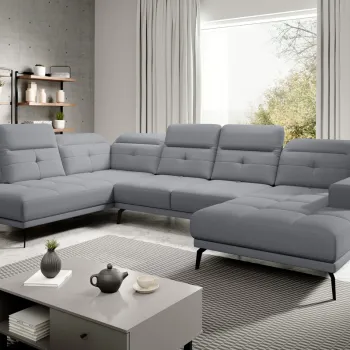 Coltar dreapta 6 locuri ELTAP, RT-06PO, Bretan, 350x205x107 cm, lemn/poliester, gri imagine