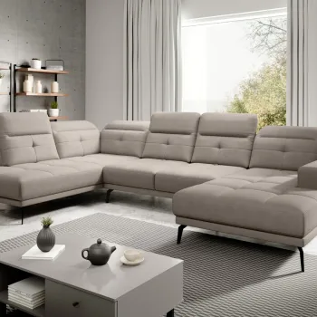 Coltar dreapta 6 locuri ELTAP, RT-07PO, Bretan, 350x205x107 cm, lemn/poliester, gri imagine