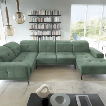 Coltar dreapta 6 locuri ELTAP, RT-100LO, Neviro, 350x201x77 cm, lemn/poliester, verde imagine