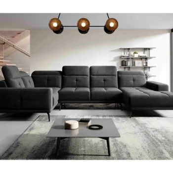 Coltar dreapta 6 locuri ELTAP, RT-10LU, Neviro, 350x201x77 cm, lemn/poliester, negru imagine