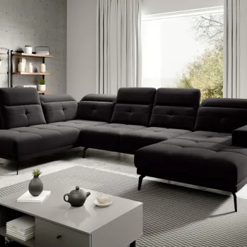 Coltar dreapta 6 locuri ELTAP, RT-10VE, Bretan, 350x205x107 cm, lemn/poliester, negru imagine