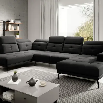 Coltar dreapta 6 locuri ELTAP, RT-10VER, Bretan, 350x205x107 cm, lemn/poliester, negru imagine