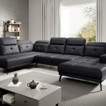 Coltar dreapta 6 locuri ELTAP, RT-11SOF, Bretan, 350x205x107 cm, lemn/poliester, negru imagine