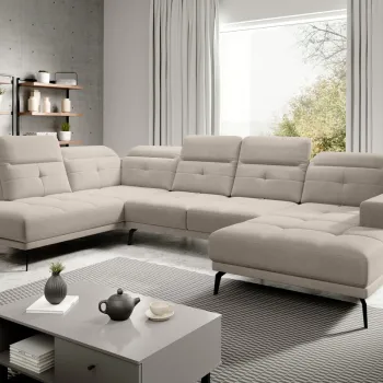 Coltar dreapta 6 locuri ELTAP, RT-18SO, Bretan, 350x205x107 cm, lemn/poliester, bej deschis imagine