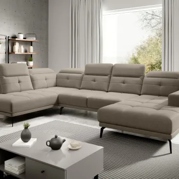 Coltar dreapta 6 locuri ELTAP, RT-18VER, Bretan, 350x205x107 cm, lemn/poliester, bej inchis imagine