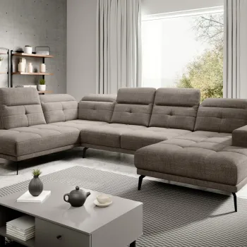 Coltar dreapta 6 locuri ELTAP, RT-20MAR, Bretan, 350x205x107 cm, lemn/poliester, bej inchis imagine