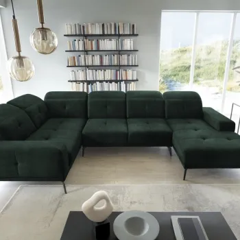 Coltar dreapta 6 locuri ELTAP, RT-35LO, Neviro, 350x201x77 cm, lemn/poliester, verde inchis imagine