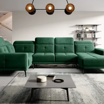 Coltar dreapta 6 locuri ELTAP, RT-35LU, Neviro, 350x201x77 cm, lemn/poliester, verde inchis imagine