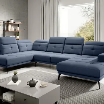 Coltar dreapta 6 locuri ELTAP, RT-40GO, Bretan, 350x205x107 cm, lemn/poliester, albastru imagine