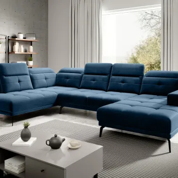 Coltar dreapta 6 locuri ELTAP, RT-40LU, Bretan, 350x205x107 cm, lemn/poliester, albastru inchis imagine